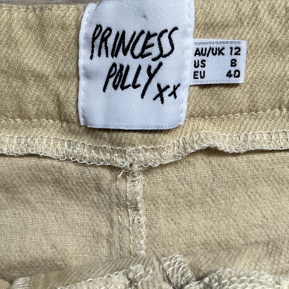Princess Polly Cotton Blend Light Yellow Tan Khaki Wide Leg Pants Size 8 - Picture 2 of 9